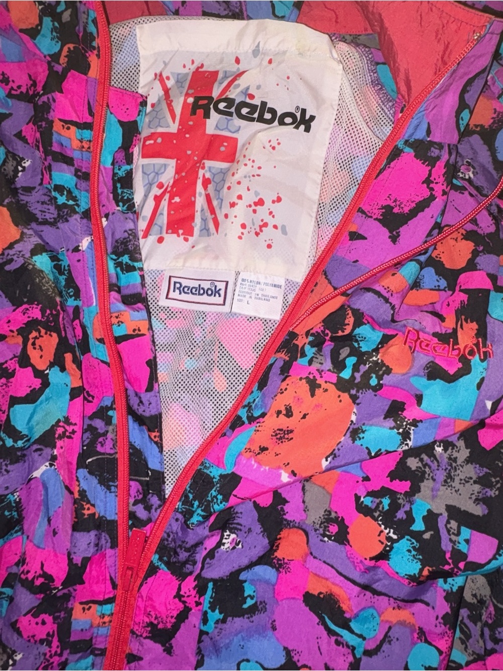 Vintage 80s/ 90s Reebok Neon Multicolour Windbreaker